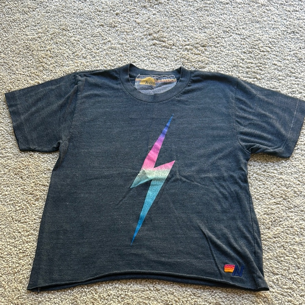 Aviator Nation Kids Tee with Multicolor Lightning Bolt